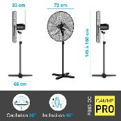 Ventilateur sur pied DC Pro 65cm avec télécommande - Noir
