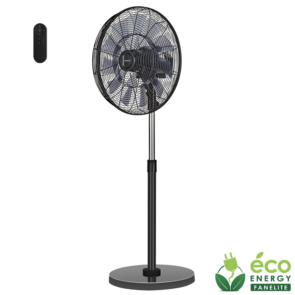 Ventilateur sur pied DC Pro 45cm avec télécommande - Noir